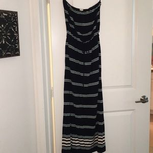 J. Crew draw string navy striped tube top dress