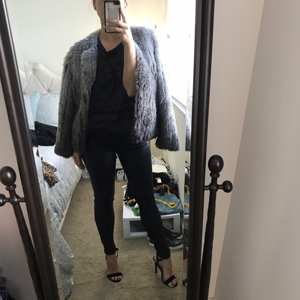 QED London | Grey Faux Fur Jacket!