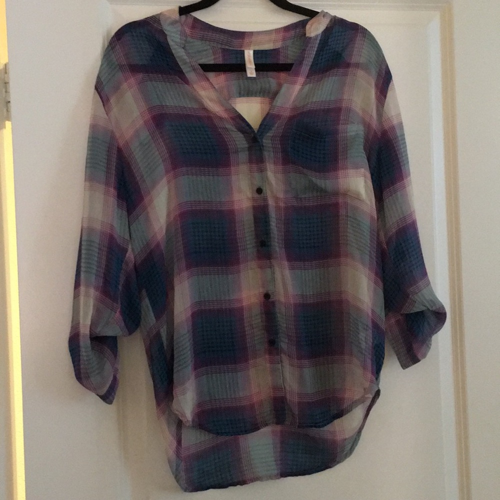 Chiffon plaid blouse