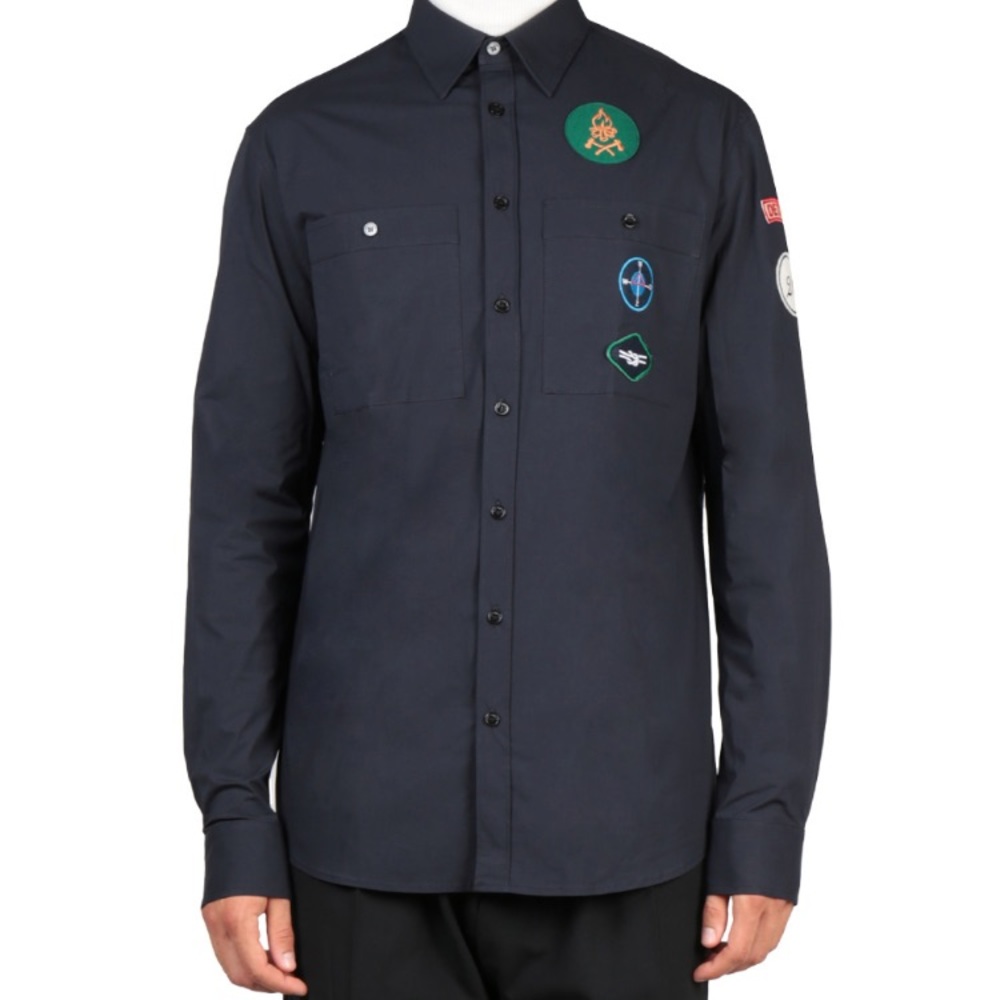 Raf Simons Scouts Shirt w Badges dark navy NWT szL