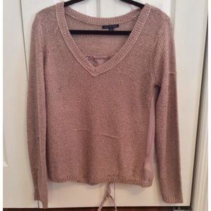 American Eagle mauve mesh back sweater v neck