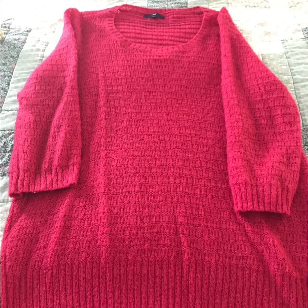 ❄️GAP hot pink three-quarter length sleeve sweater