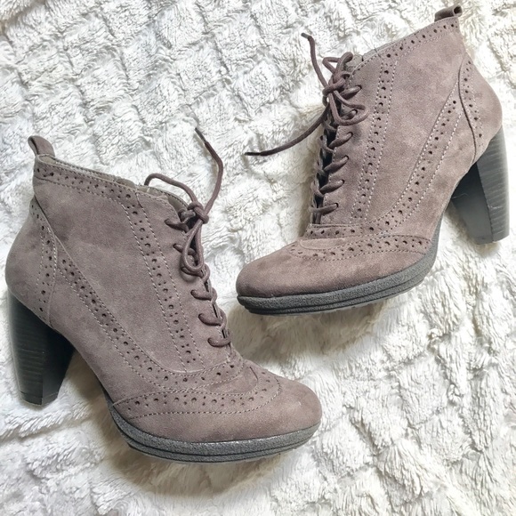 Nordstrom Shoes - Gray lace up ankle oxford bootie heels