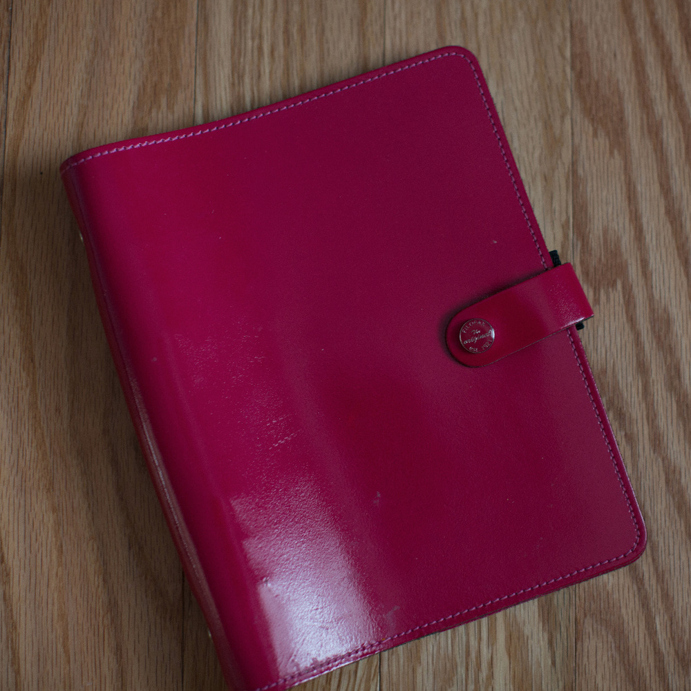 Pink Patent Filofax in Large Size - Inserts are A5