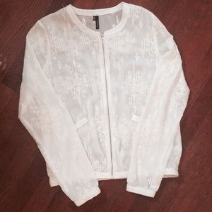 Sheer Embroidered Bomber
