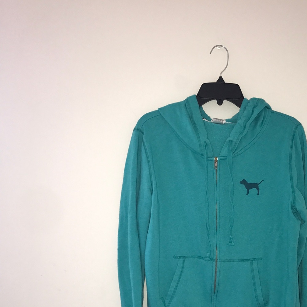 VS PINK turquoise zip up hoodie