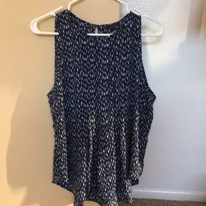 NWT Ann Taylor Top Dark Blue & White