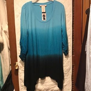 Philosophy Blue Dip Dye Sharkbite Hem Tunic