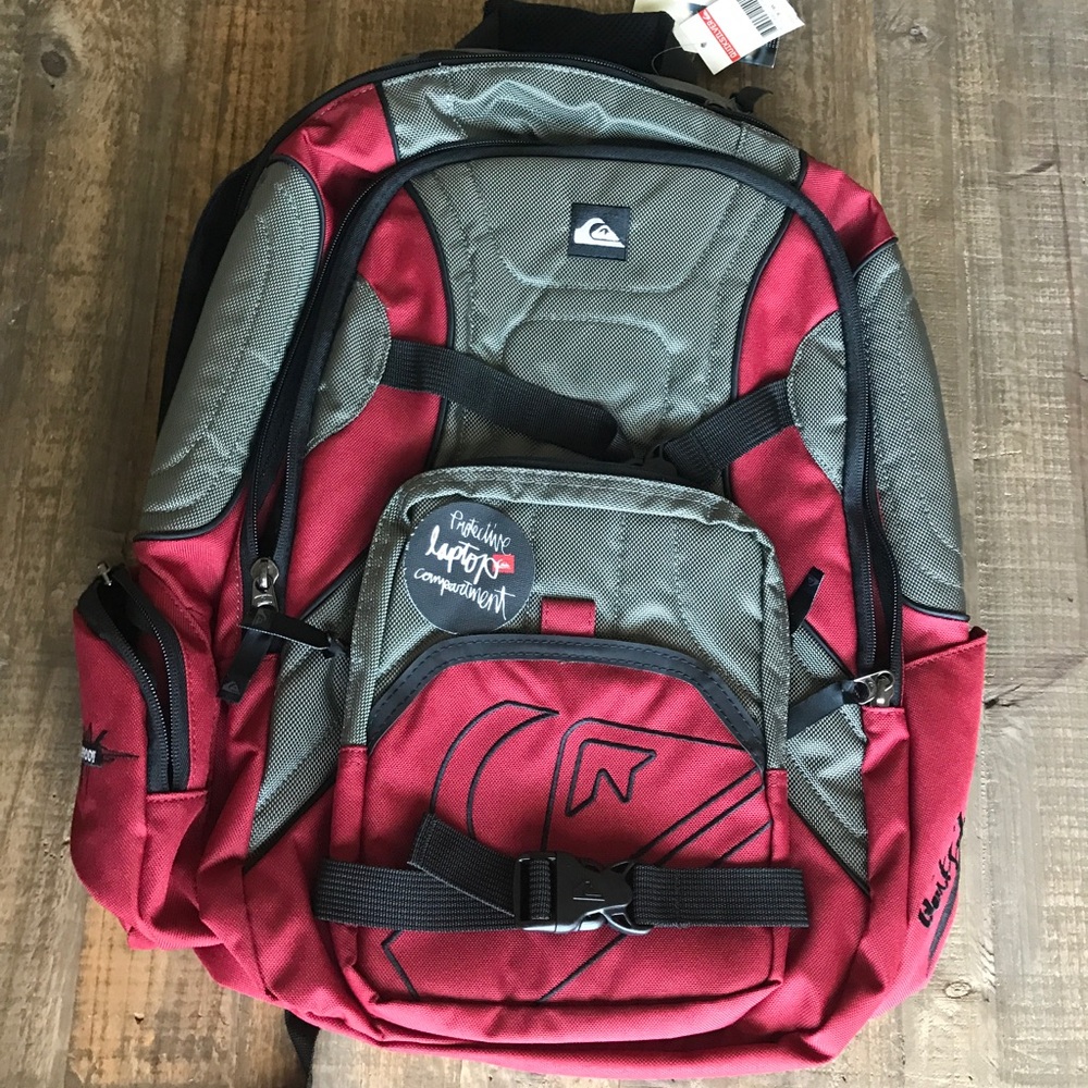 NWT VINTAGE Quiksilver red and gray backpack