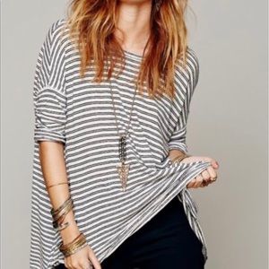 Free people black/white striped top 3/4 sleeves😍