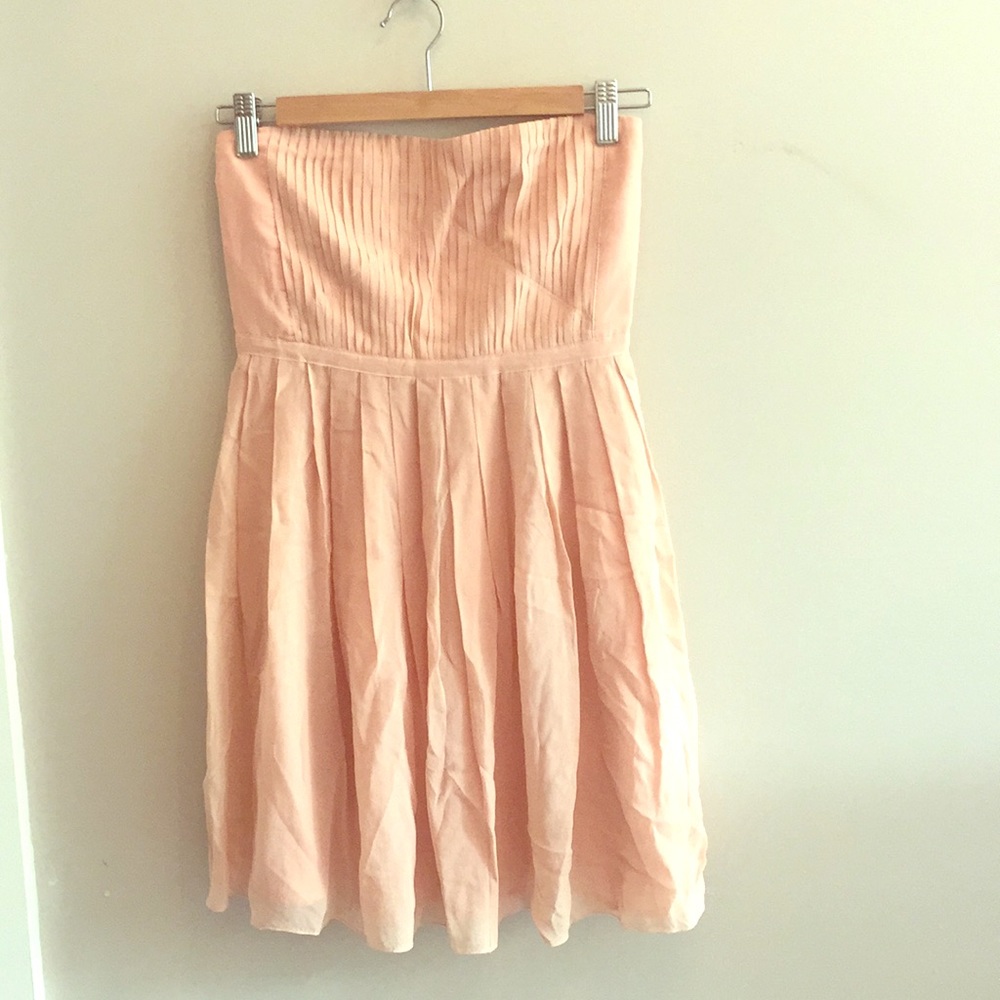 Soft Pink Silk Strappless Cocktail Dress
