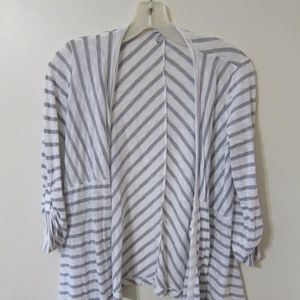Splendid White and Grey Striped Sweater X-Small