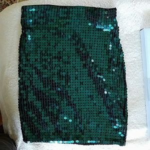 H&M Green Mermaid Sequin Stretch Skirt EUR 36 US 6