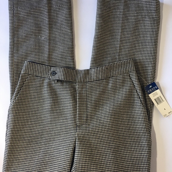 CHAPS 100% Wool Houndstooth Career Pants Sz 4 NEW - Picture 2 of 8