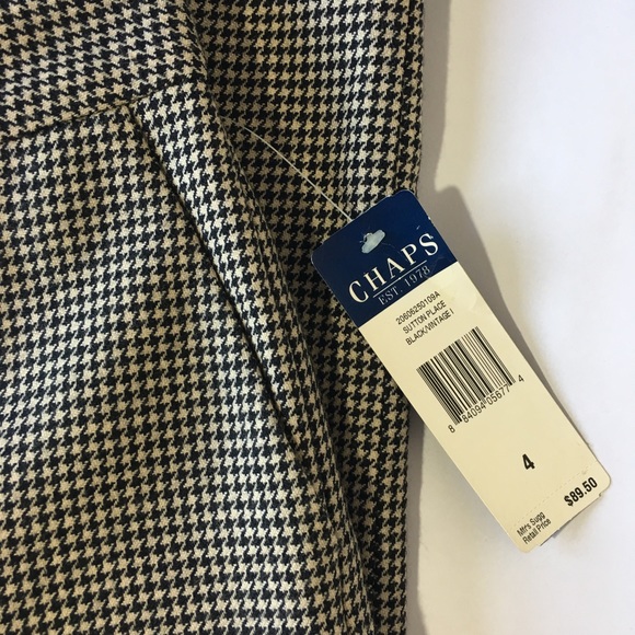 CHAPS 100% Wool Houndstooth Career Pants Sz 4 NEW - Picture 3 of 8