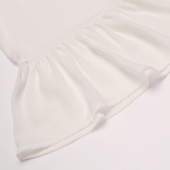 Bohemian Cold Shoulder Bell Sleeve Top White 1617 - Picture 7 of 8