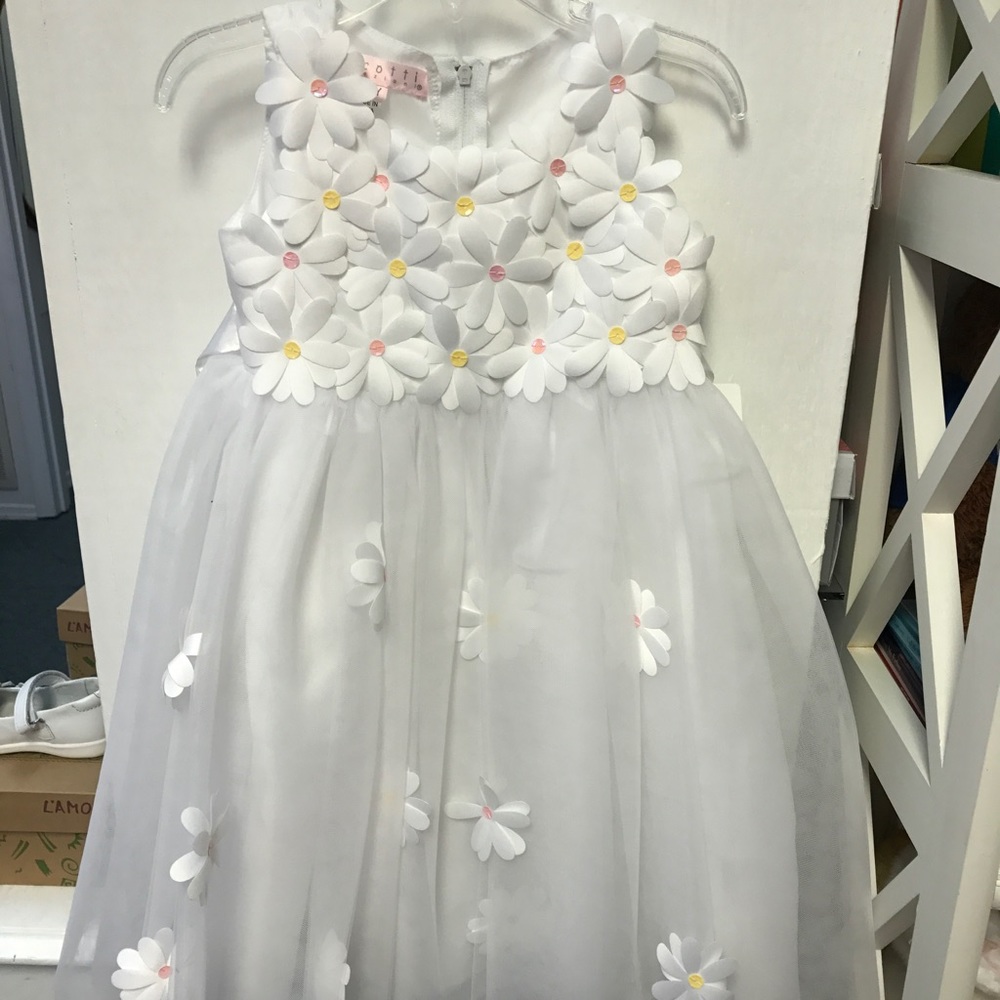 Little girls white tulle dress