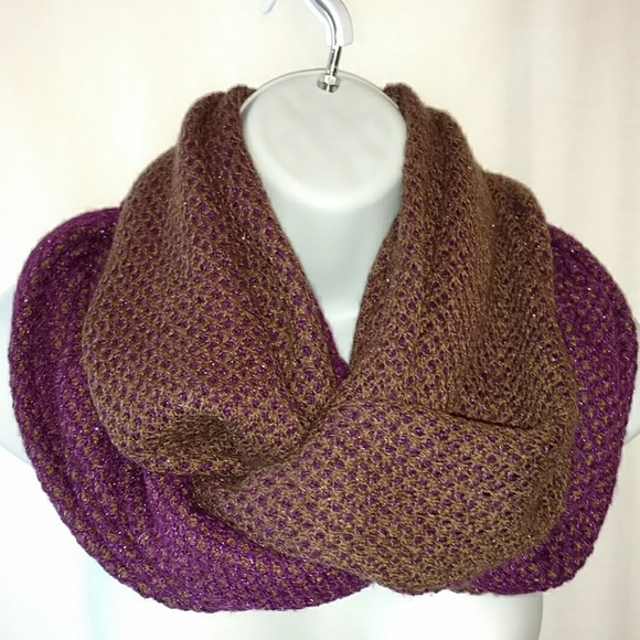 Cozy Echo Metallic Waffle Weave Infinity Scarf - Picture 3 of 5