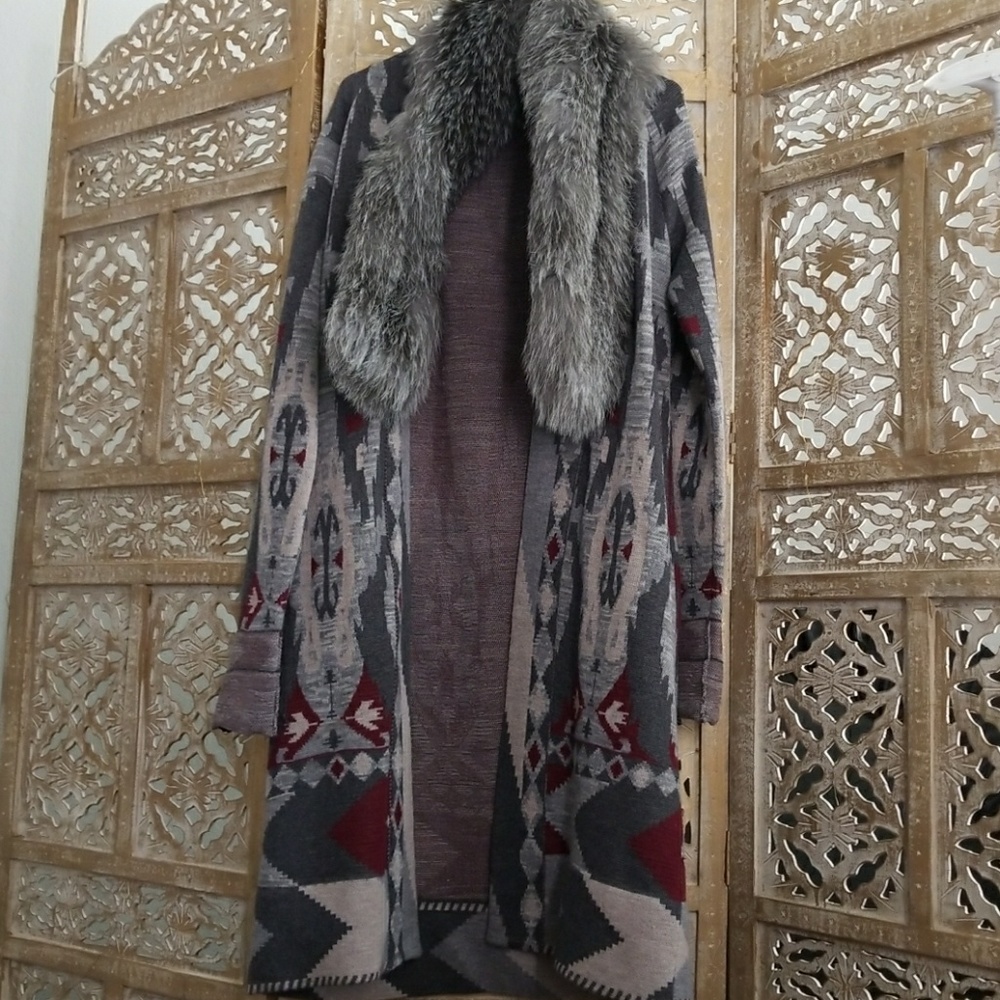 Calypso St. Barths Fur Collard Duster