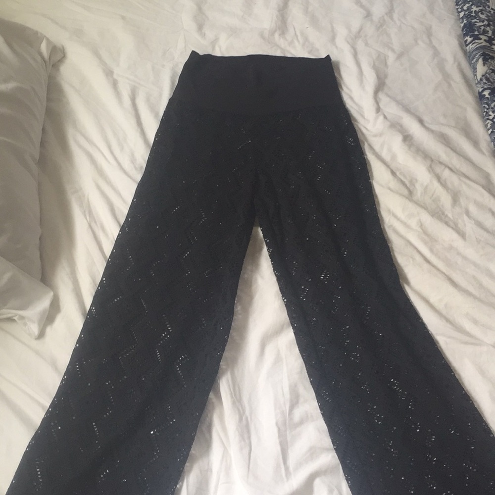 Black crochet beach coverup pants
