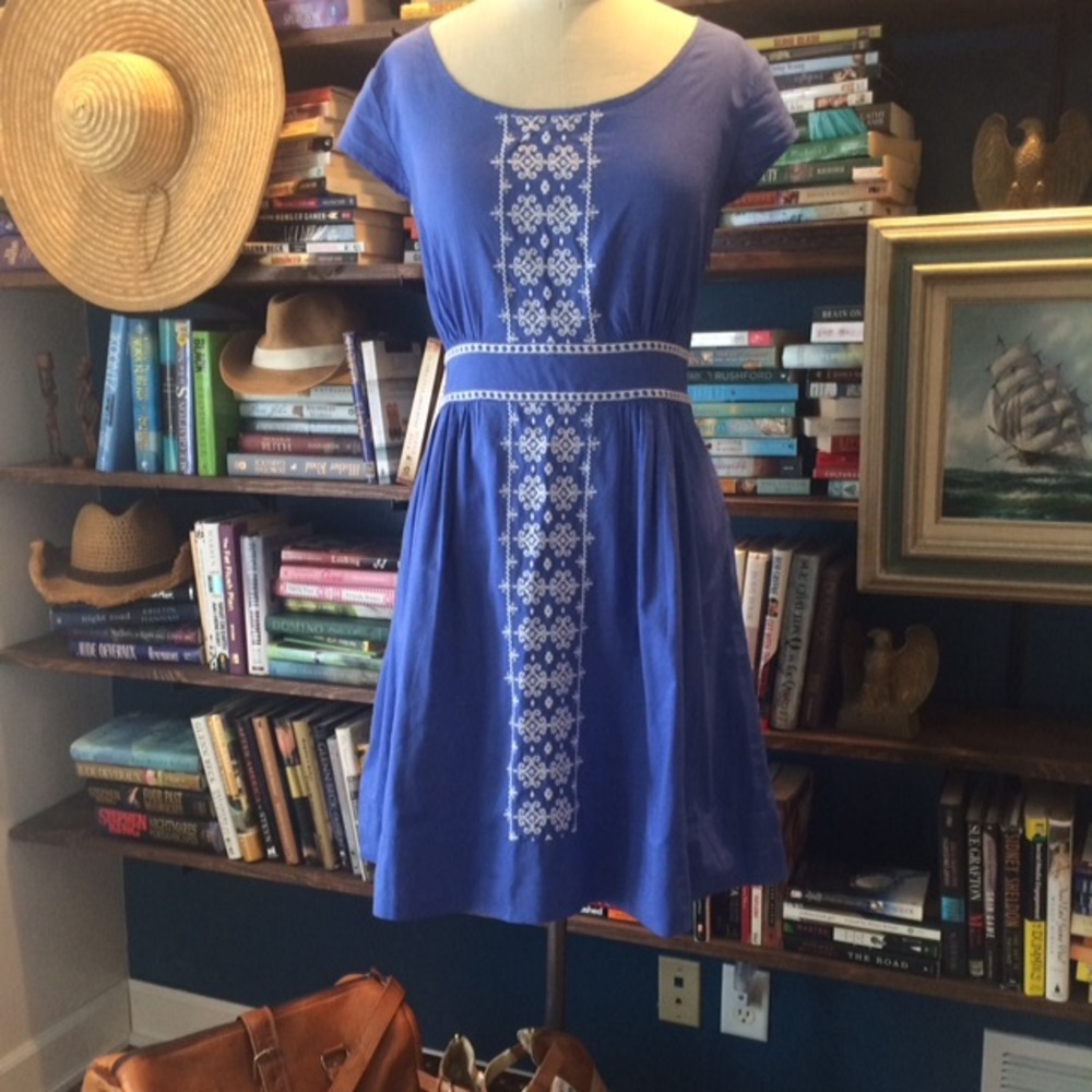 Banana Republic blue dress cap sleeve 100% cotton