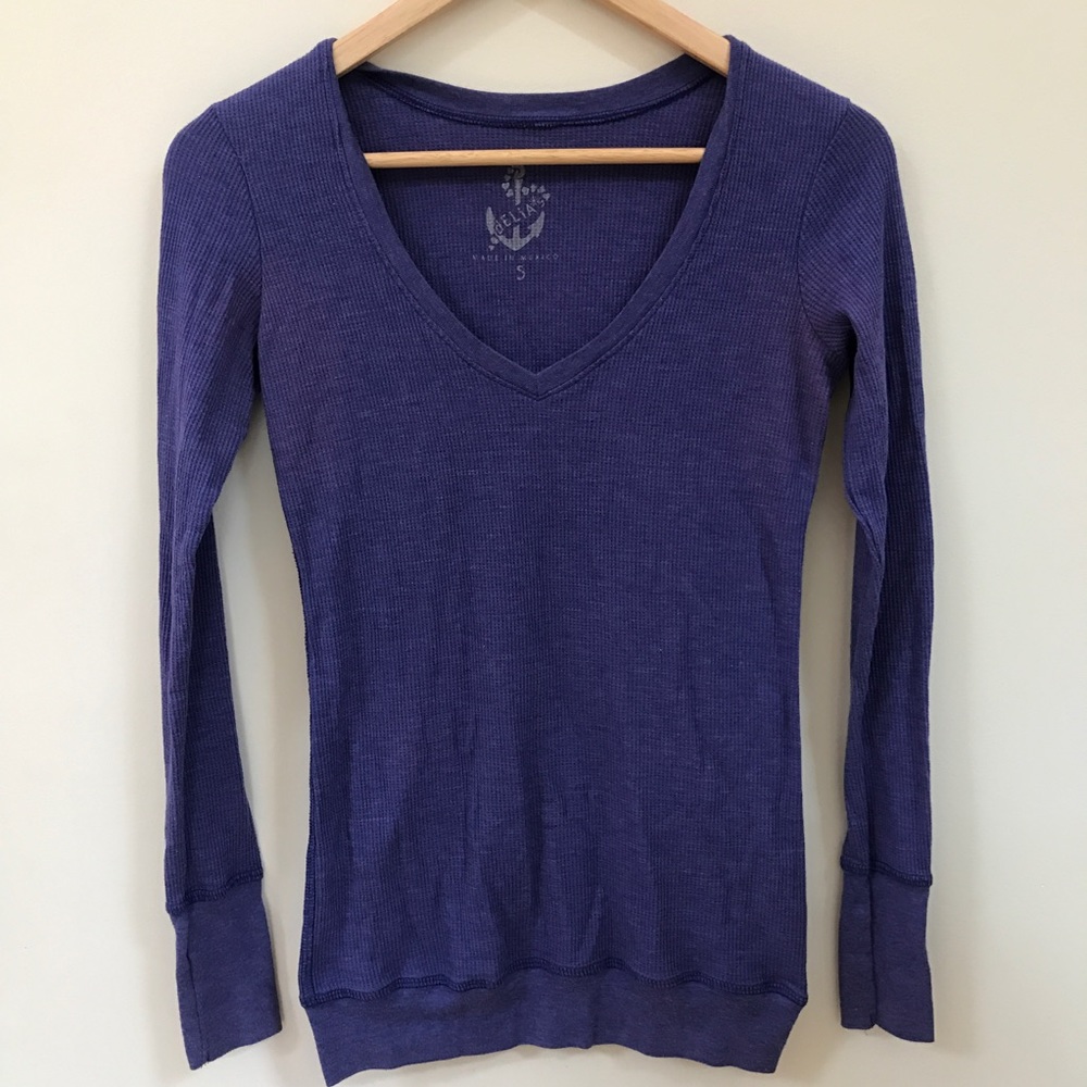 Delia's Purple V Neck Thermal