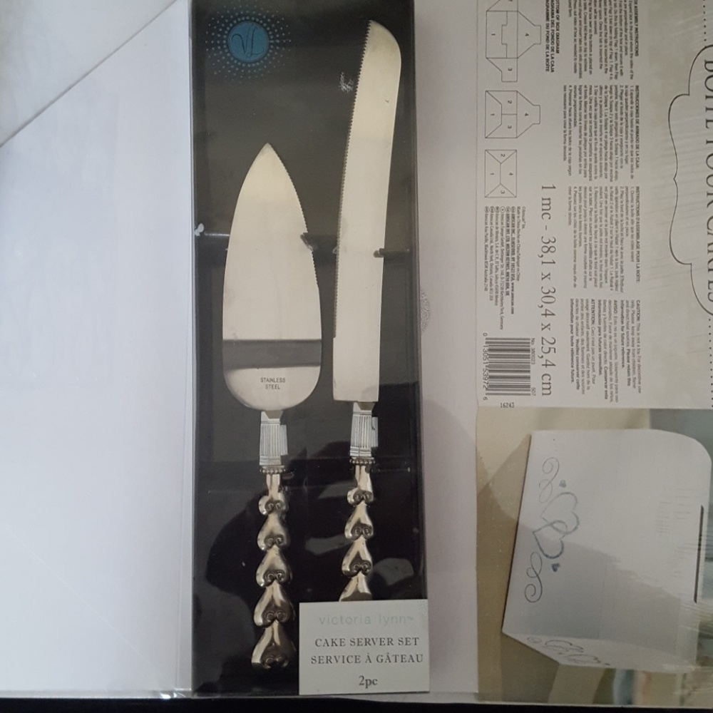 Cake server set & White/Silver card box
