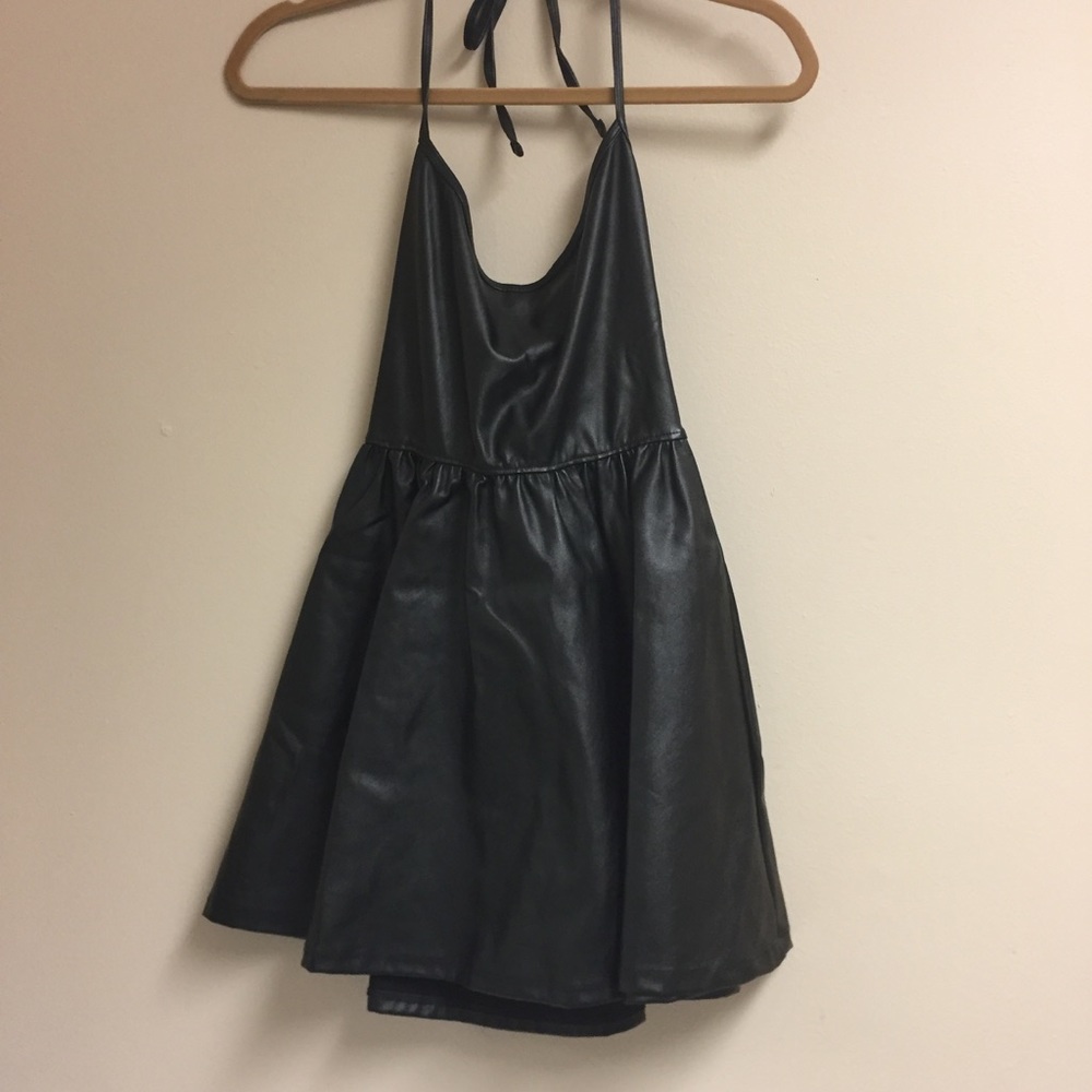 American Apparel Vegan Leather Halter Dress