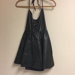 American Apparel Vegan Leather Halter Dress