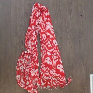 Coral ikat scarf