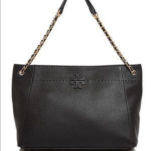 Tory burch McGraw leather tote new black