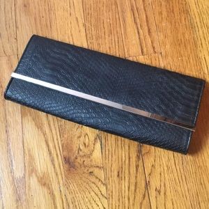 Black Express snakeskin Clutch NWT!