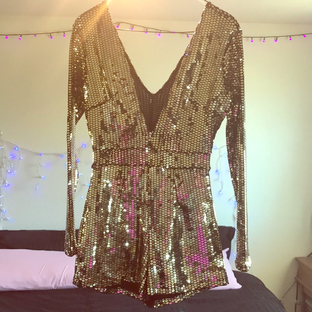 XS Gold Sequin Short Romper