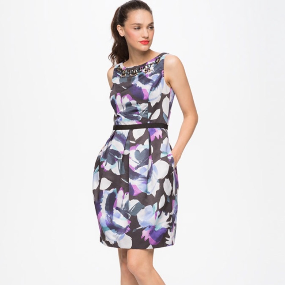 HP Eliza J Sleeveless Dress With Beaded Neckline