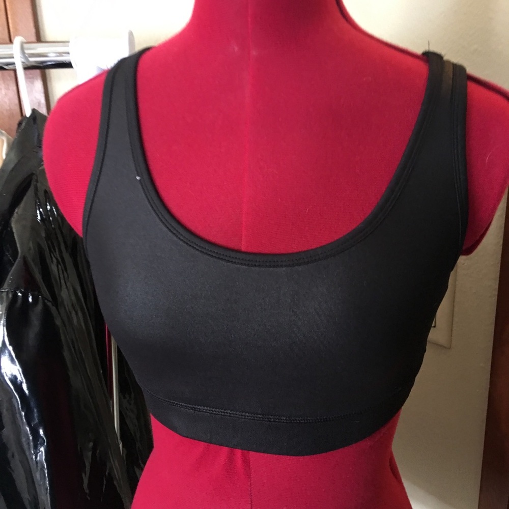 Shiny black sports bra