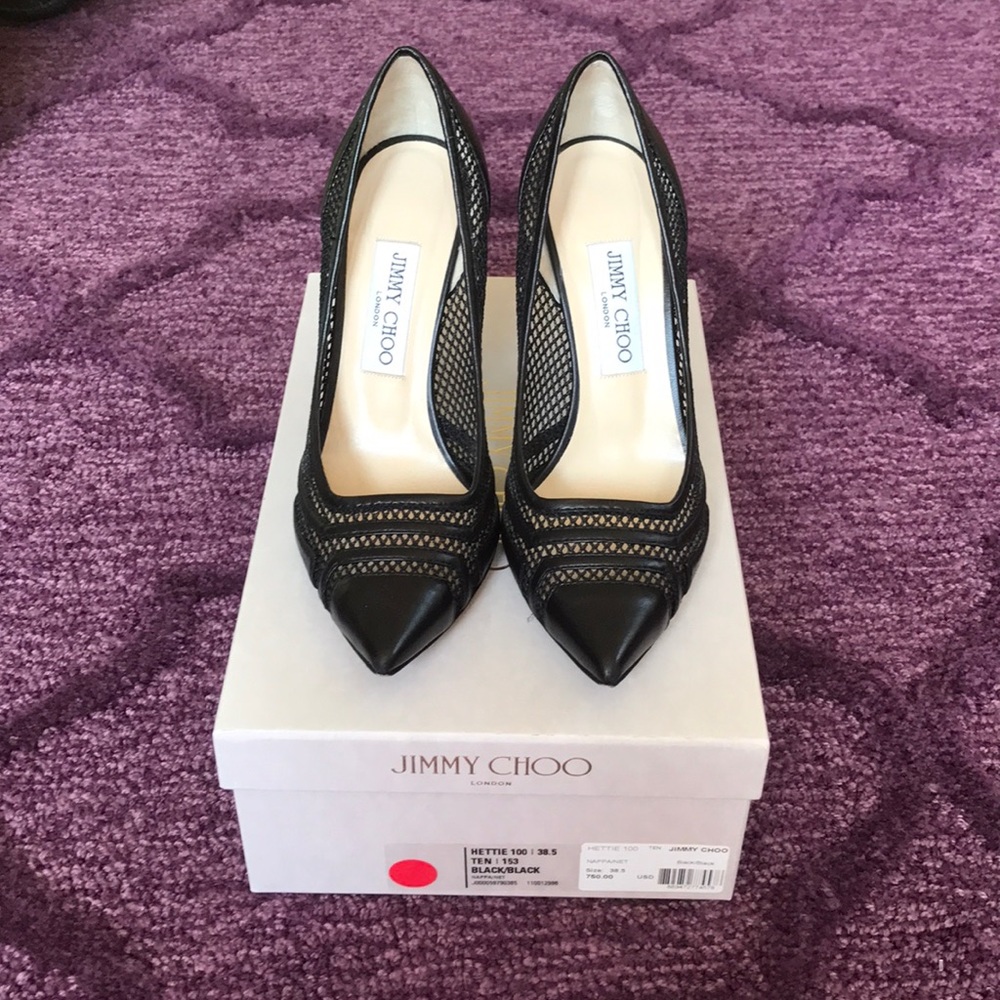 Jimmy Choo Black Hettie pump sz 38.5 EUC