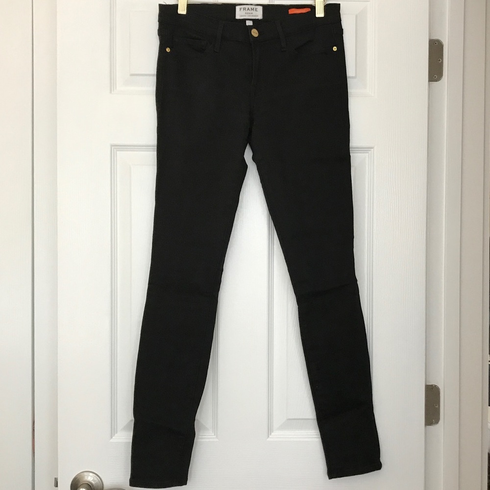Frame Denim Lara Stone Black Skinny Jeans