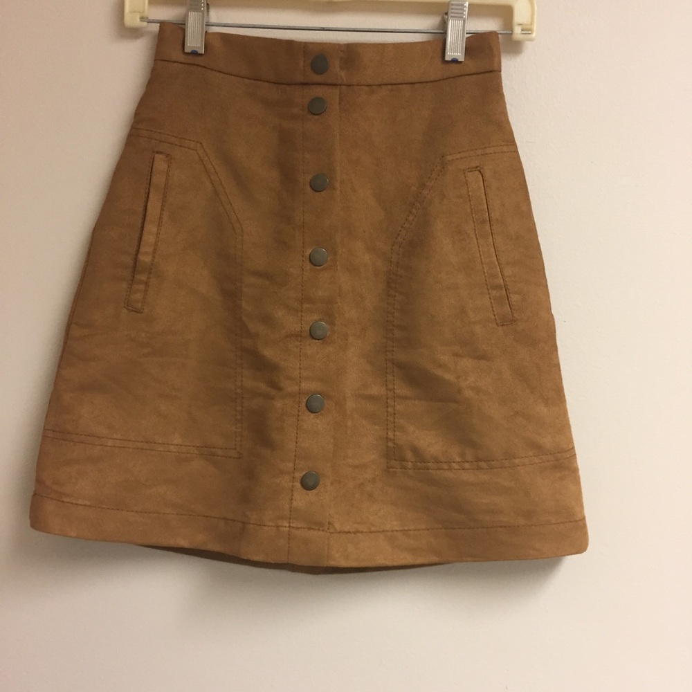 Faux Suede button skirt