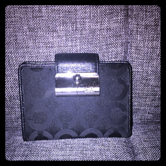Coach Handbags - Authentic Coach Bifold Black Satin Jacquard