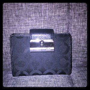 Authentic Coach Bifold Black Satin Jacquard