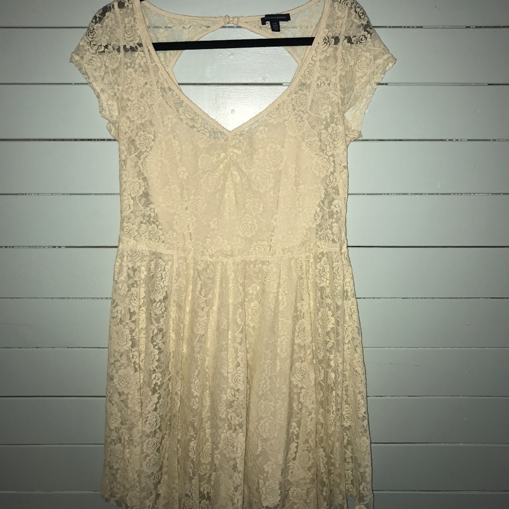 American Eagle Cream Lace Overlay dress