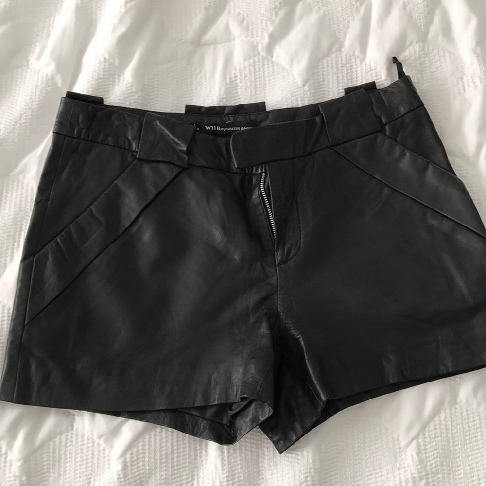 Black leather shorts