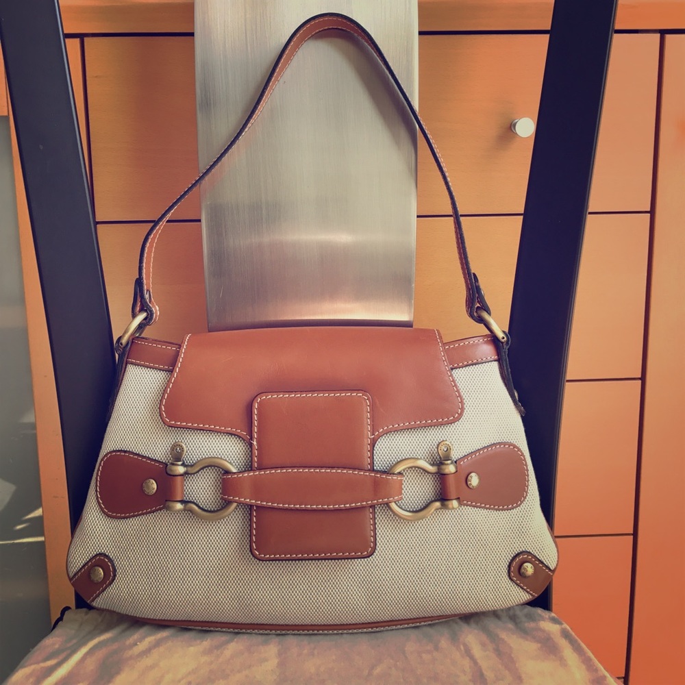 Burberry Canvas and Leather Shoulder Bag/Clutch