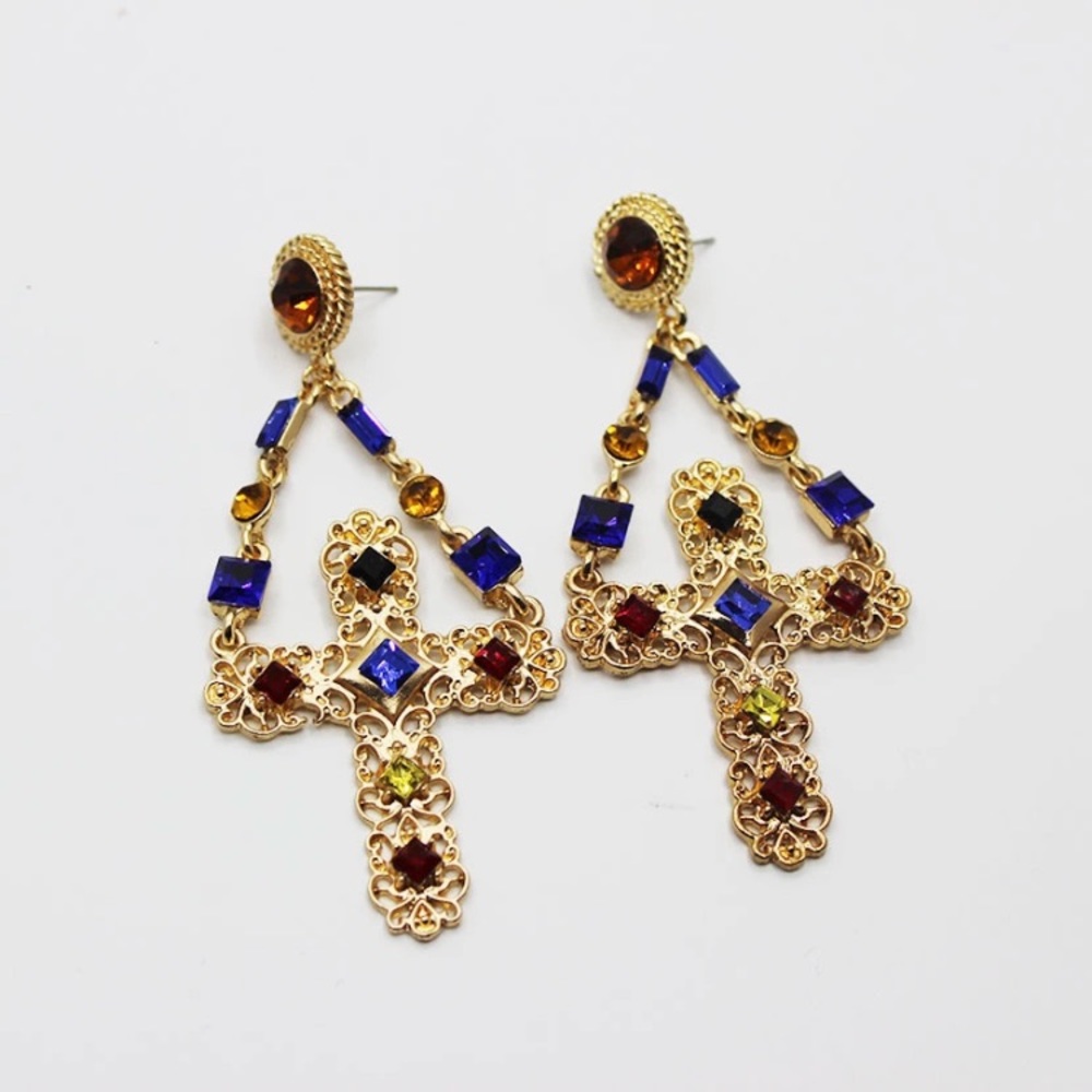 ✨Rhinestones Cross D&G Style Drop Earrings✨
