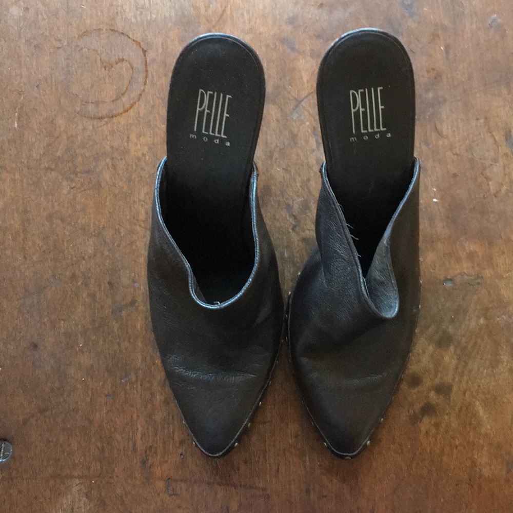 Brown leather heels