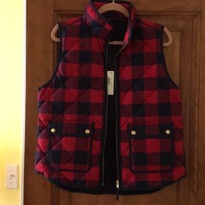 Jcrew plaid puffer vest