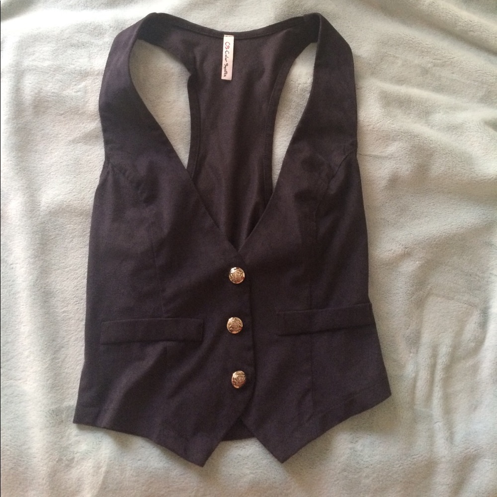 Dark Navy Black Velvety Vest