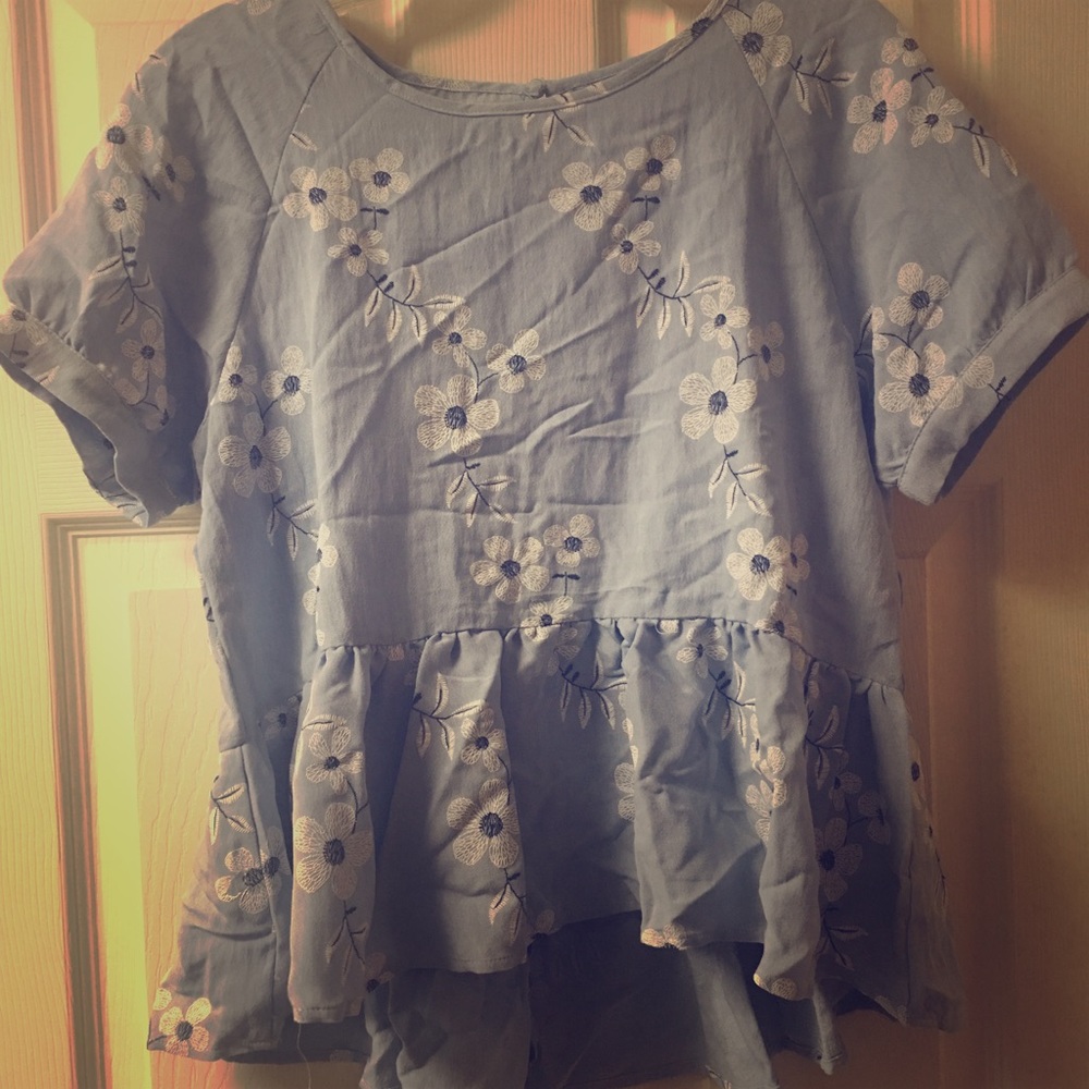 SHEIN blue high low peplum top (never worn)