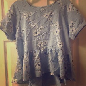 SHEIN blue high low peplum top (never worn)
