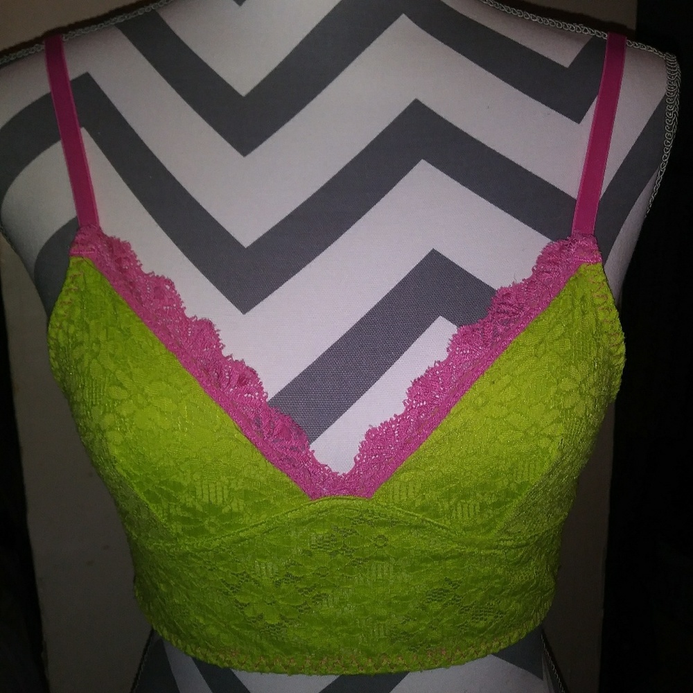 New no tags green and pink bralette